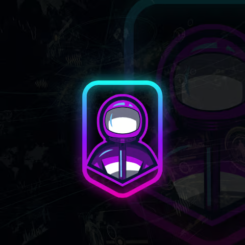 Neon-Astronaut-Logo-Design mit leuchtendem Rahmen